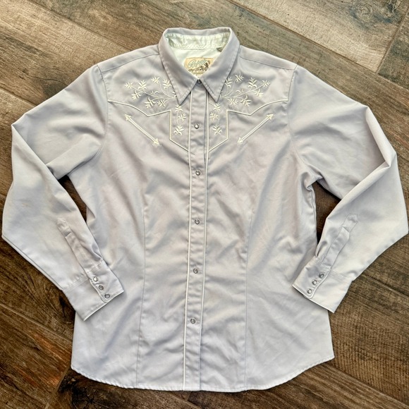 VTG Roper Denver Colorado Women's Western Embroidered Pearl Snap Shirt, Gray, XL - Picture 1 of 11